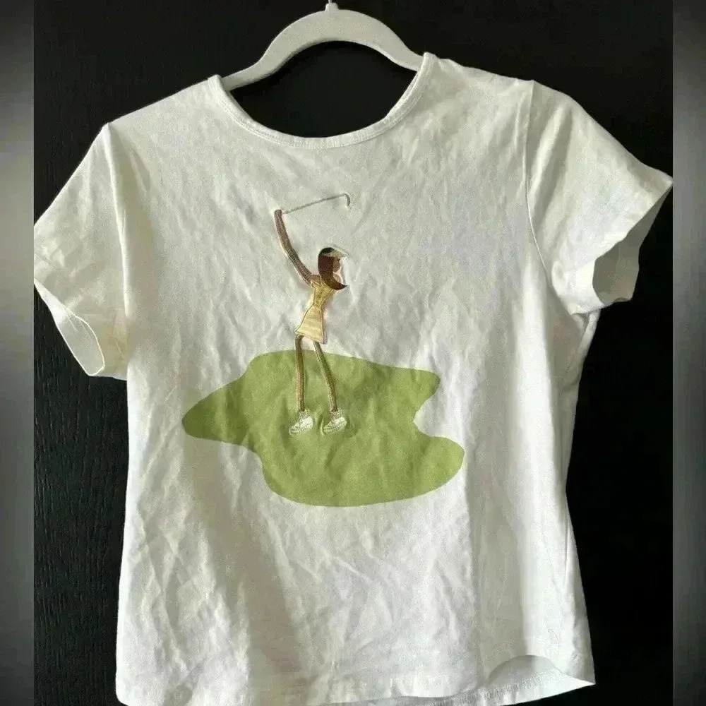 Pacer woman’s white T shirt petite small golfer image